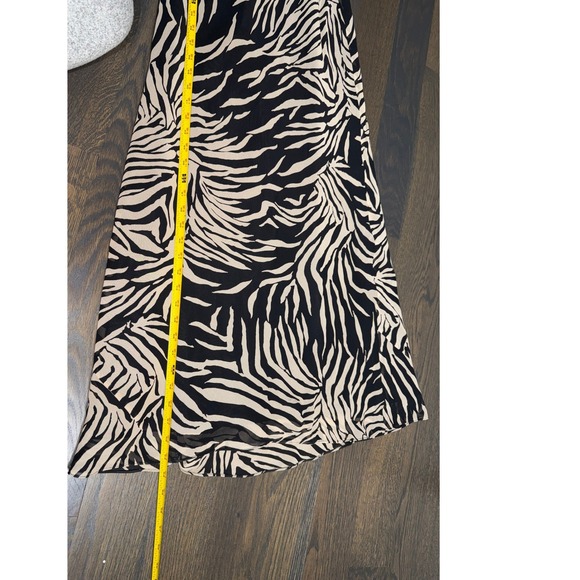 Positive Attitude Black Tan Zebra Print Maxi Dress Beaded Retro Y2K Silk Size 8 - Picture 8 of 12